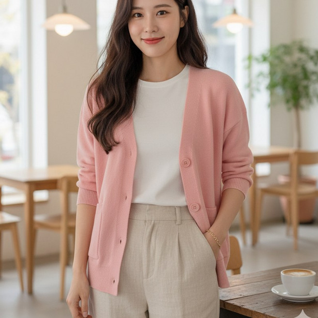 제이네오 베이직 니트 가디건 여성용 울 스웨터 간절기 겨울