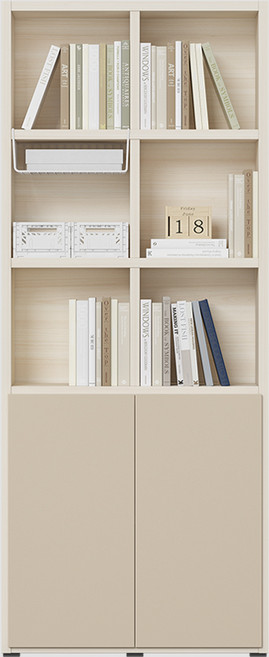한샘 샘 책장 5단 80cm 수납형 시공 (컬러 택1), 내추럴오크_책장/패턴베이지_도어 (C)