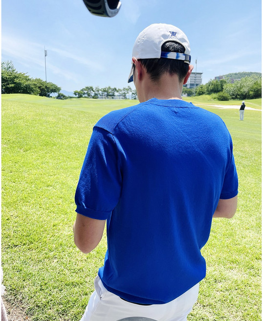 투솜 커플골프웨어 여성골프니트 쿨감 텐셀 워싱 반팔니트 여성 여름 골프 티셔츠 쿨 냉감 아이스 이너 코디 여자 웨어