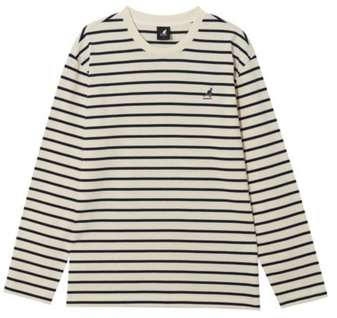 스트라이프 스탠다드핏 긴팔 티셔츠 3539 아이보리