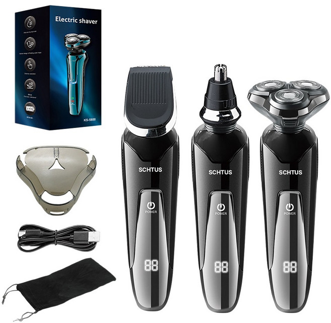 Schtus 남자 전기면도기 IPX7 완벽방수 CP5800 KS0242, 블랙