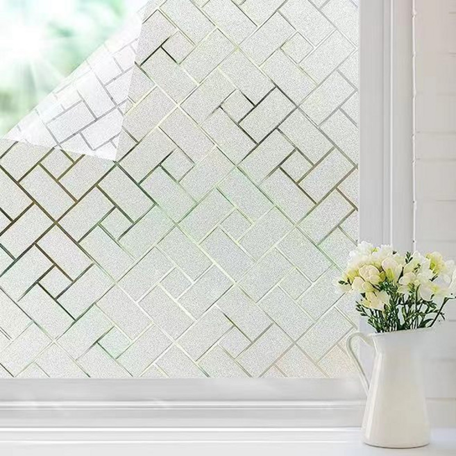 무점착 유리창 시트지 열차단 자외선차단 사생활보호, 무광 체크