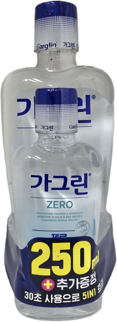 가그린 제로 구강청결제 750ml + 250ml, 2세트