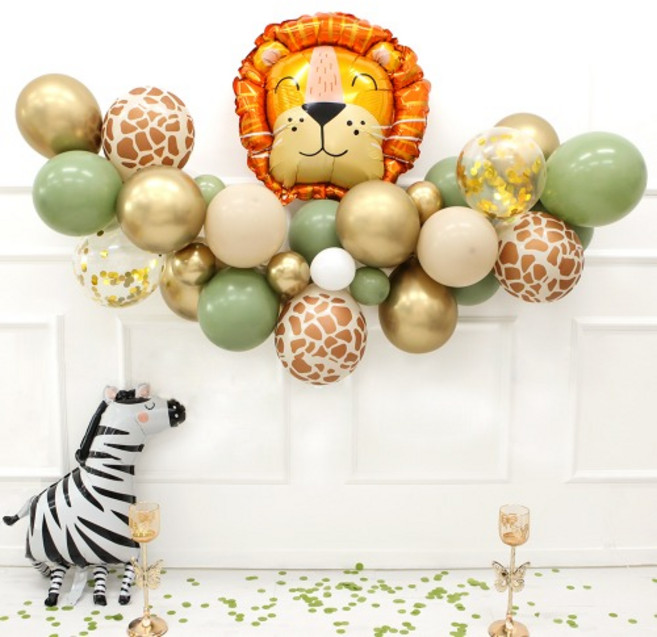 정글 사파리 기린무늬 유칼립투스 생일풍선, 옵션2) [단품]기린무늬 유칼립풍선