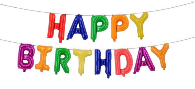생일글자풍선 16인치 해피벌스데이, 레인보우