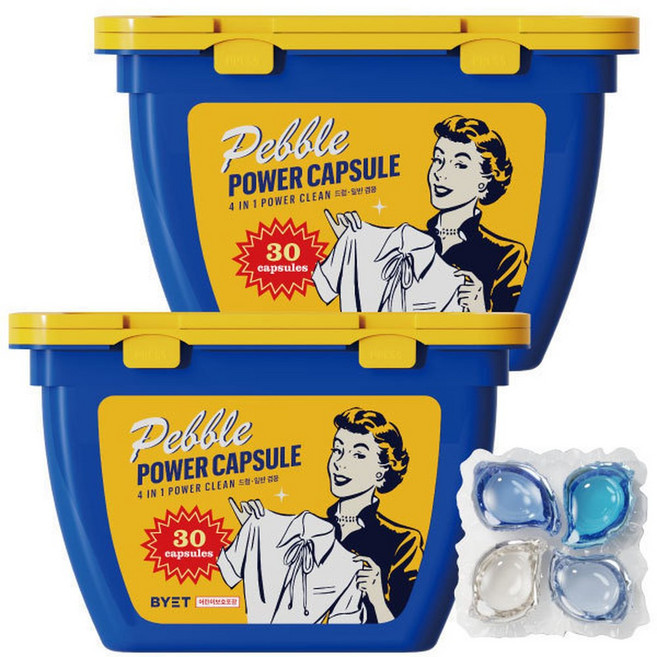 바이에트 페블 파워 캡슐세제 4in1 비누향 30 + 30개입 (60개입), 60개입, 1개