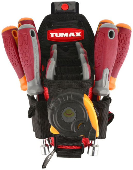 耐用帆布材質 快速裝卸設計 專業工具收納, 1個, TUMAX TU-152技術人員專用型13格工具袋 24*10*8cm