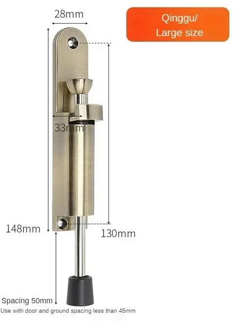 스프링로드 텔레스코픽 도어 스톱퍼 조정 가능한 위치 아연 합금 헤비 듀티 잠금 홀더 중지 벽 보호기 홈, 03 Bronze-Large