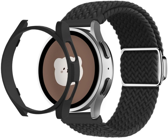 아이메이드잇 갤럭시워치 호환 솔로루프 마그네틱 스트랩 밴드 + 케이스 세트, 블랙