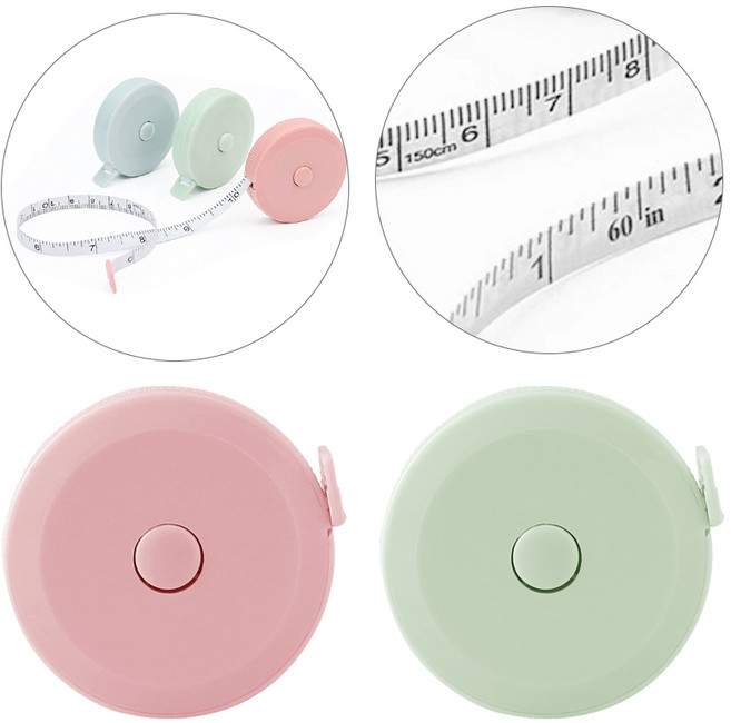 파스텔 원터치 원형줄자 체형 칫수 다이어트 피팅줄자 관리 허리 자 치수, 2개, 파스텔혼합B