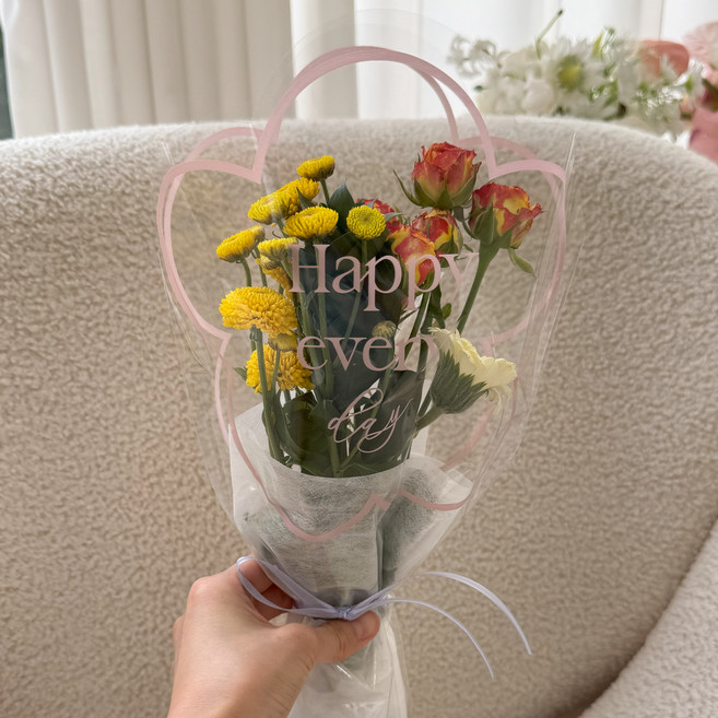 [담지플라워] 솜솜 생화 꽃다발 미니 화훼농가돕기 꽃배달 싼곳, 1개, 솜솜미니꽃다발(3~4줄기)