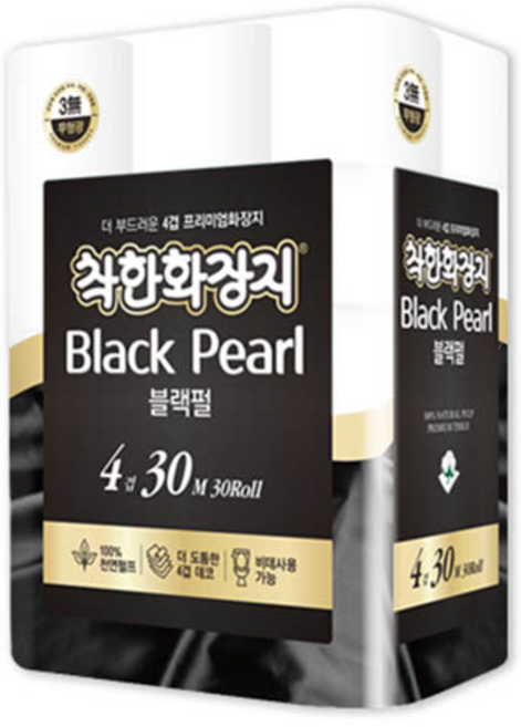 착한화장지 블랙펄 4겹 30M 30롤 두루마리휴지, 1롤, 1개