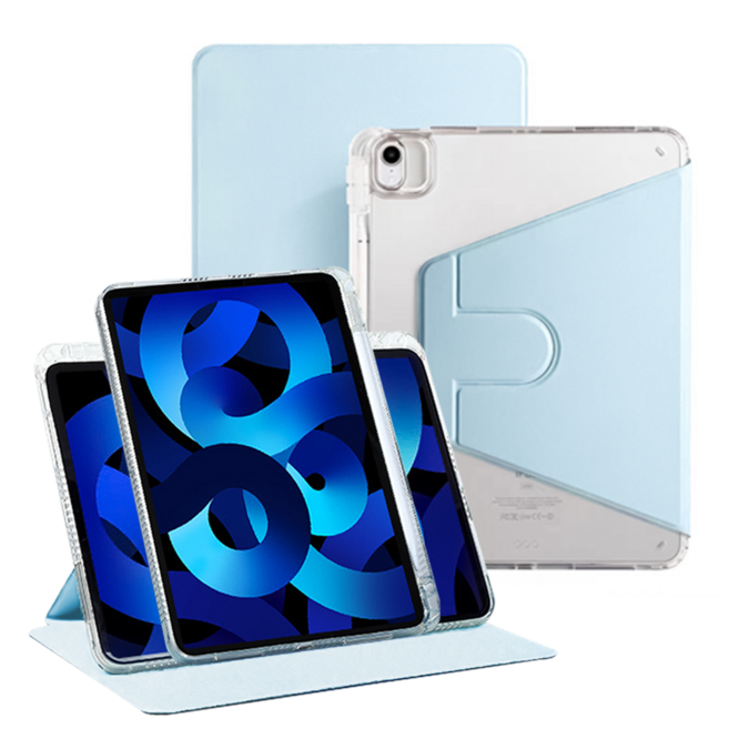 링고룸 아이패드 360도 회전 클리어 애플펜슬 수납 태블릿pc 케이스 + 스티커 증정, 밀키소다, 1개