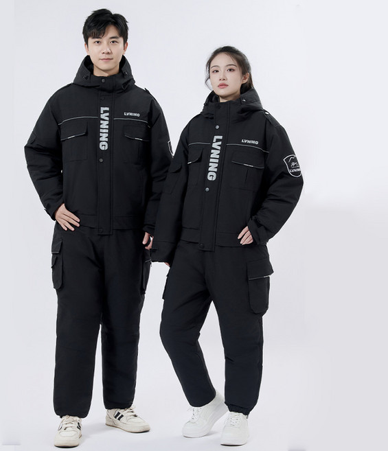 남자 오토바이 일체형 라이더 방한복 배달 우주복, 블랙