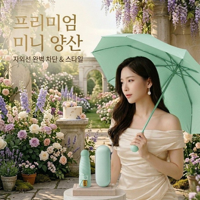 로하홈 UV 99.9% 자외선차단 5단 접이식 마카롱 양우산