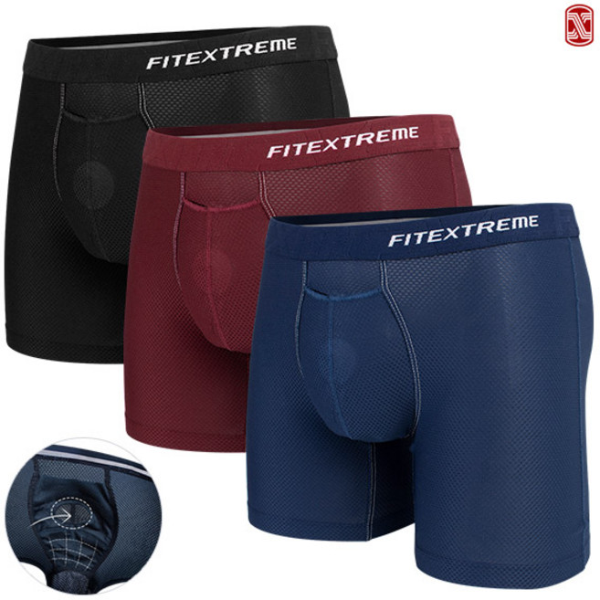 피트엑스 남성팬티 와플메쉬 분리형 미드롱 드로즈팬티 3매
