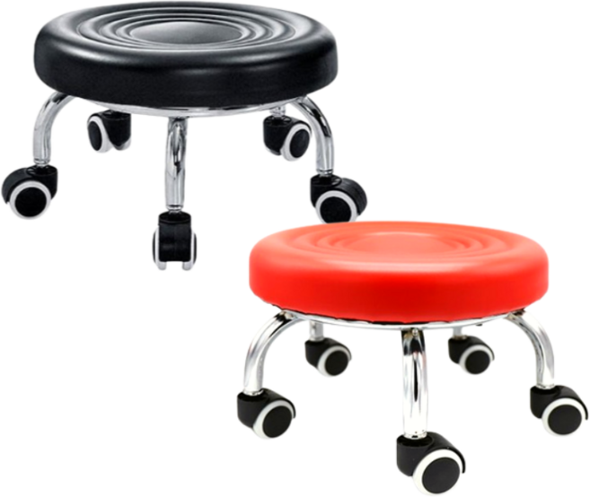 쿠션왕 바퀴달린 의자 이동식 낮은 청소 작업의자, 1개, 작업의자 블랙