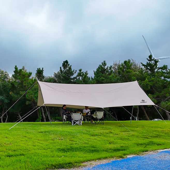 AISUNSS 야외 타프 자외선 차단 방수 은색코팅 아웃도어 타프, 베이지