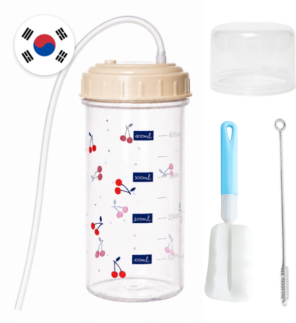에밀든 30cm 구부러지는 실리콘빨대 물병, 소프트베이지, 1개, 500ml