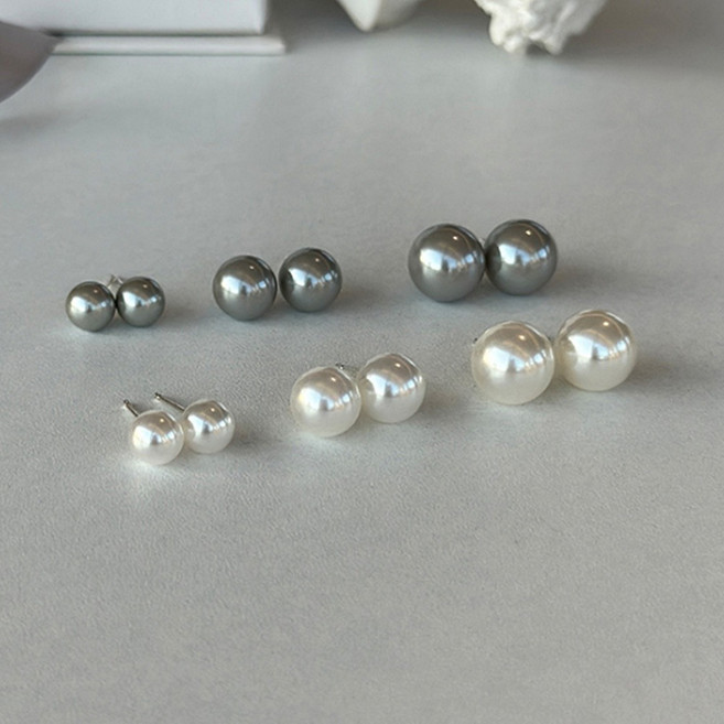 925 실버 은 스와로브스키 진주 흑진주 귀걸이 6mm 8mm 10mm