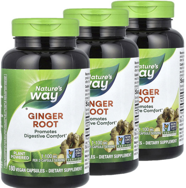 네이처스웨이 진저루트 생강 뿌리 1100MG 베지캡슐, 180정, 3개