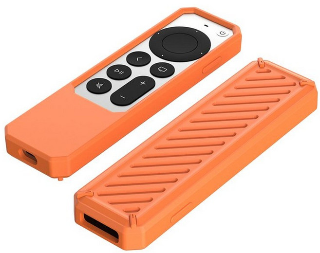 Apple-TV 4K 원격 2021 용 실리콘 원격 보호 케이스 안티 슬립 충격 방지 소프트 케이스 원격 제어 케이스, 주황색