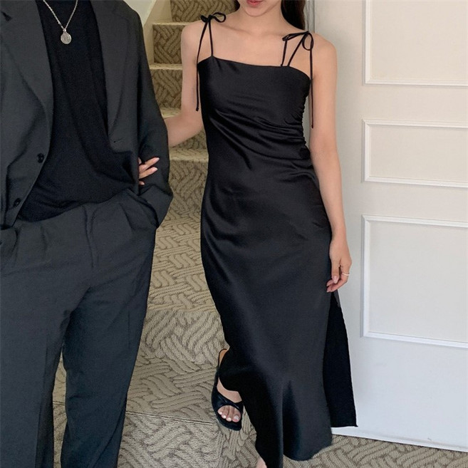 레티고 이브닝 웨딩 드레스 새틴 슬립 나시 롱 원피스