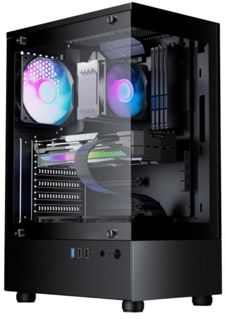 [주식회사 투민시스템] TA100 RGB 강화유리 [미들타워] [블랙], 1개