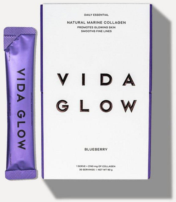 비다글로우 VIDA GLOW Blueberry 마린 콜라겐 블루베리맛 파우더, 4개, 90g