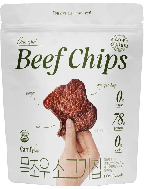 카니비비안 목초우 저염 소고기칩, 100g, 1개 - 쿠팡
