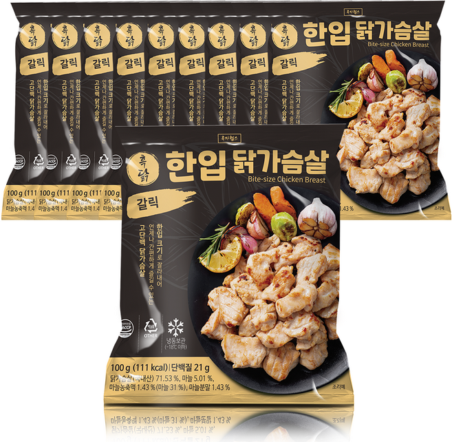 흑닭 한입 닭가슴살 갈릭, 100g, 10개