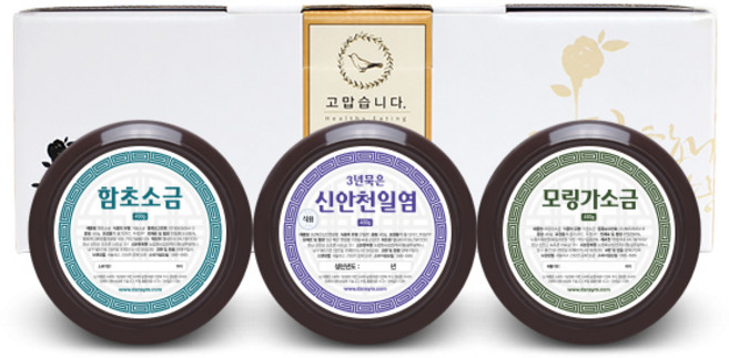 참건강마을 [3년묵은천일염] 함초 가는 소금 3종세트 (답례품 선물세트), 함초가는소금+구운소금+톳가는소금, 1개