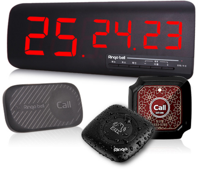 [링고벨] 호출벨의 정석 1+8 세트 구성, 수신기(GSR-23)+호출벨8개(GST-10N 흑)