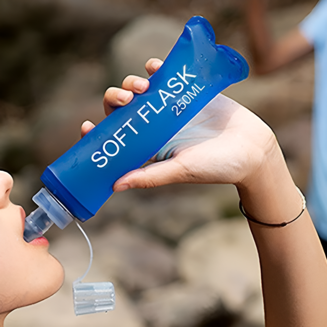 유니드 초경량 접이식 런닝물통 스포츠 물병 250ml, 1개, 블루