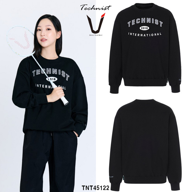 테크니스트 배드민턴 상의 긴팔 맨투맨 블랙 TNT45122 남녀공용