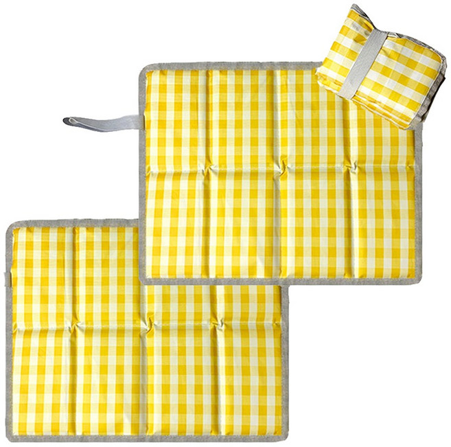 디어앤미 캠핑 등산 경량 휴대용 접이식 방석 2P 세트, 옐로우