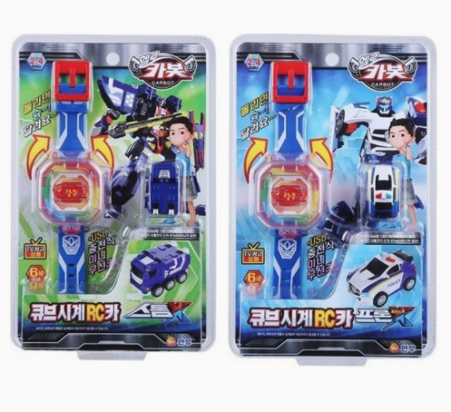 카봇 큐브 시계 RC카 스톰X 경찰차 충전 미니 무선카 남아 선물 완구, 1개