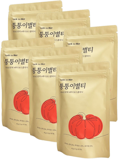 톡투허 퉁퉁이별티 루이보스티 호박차, 1.5g, 30개입, 6개