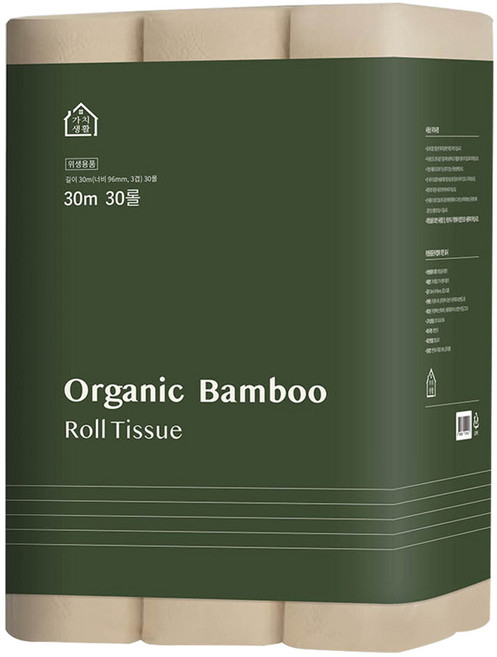 가치생활 오가닉 대나무 천연펄프 3겹 고급롤화장지, 30m, 30개입, 1개