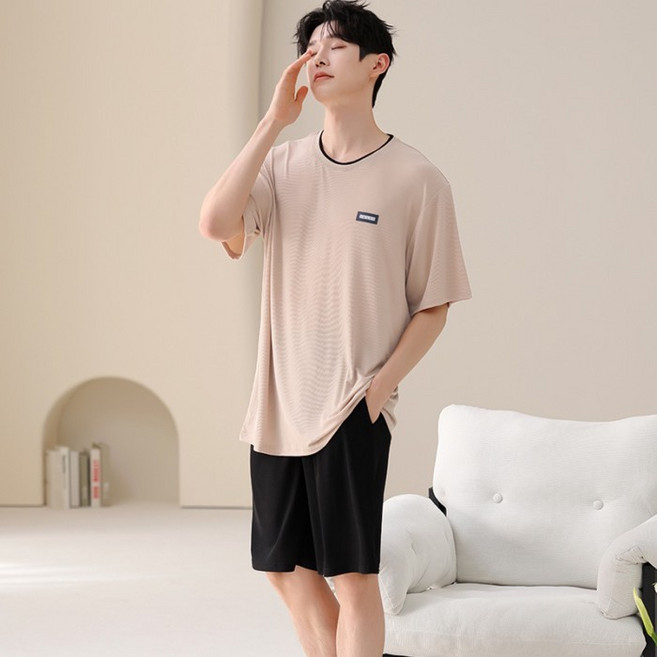 男士短袖睡衣夏季短褲休閒親膚家居服套裝