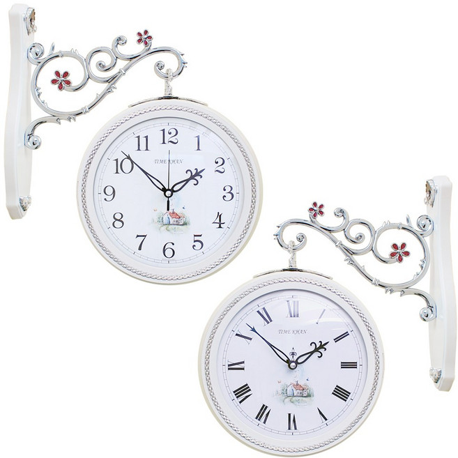 케이엠데코 고품격 인테리어 양면시계 KM-180, 화이트(무소음)