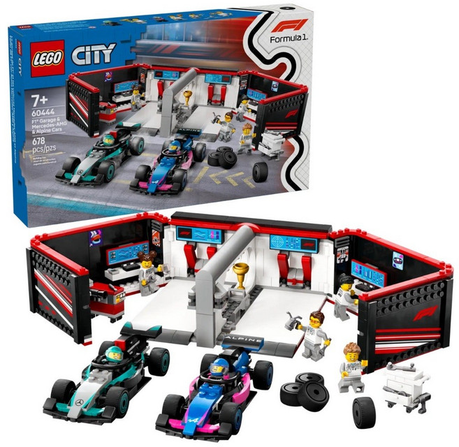 Home&brick LEGO 樂高 60444 F1 車庫 Mercedes-AMG Alpine 汽車模型積木組, 詳見包裝, 1個, Multicolor