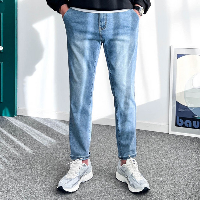 놈시크 28-40 남자 청바지 시크릿밴딩 스판 테이퍼드핏 블랙진 빅사이즈