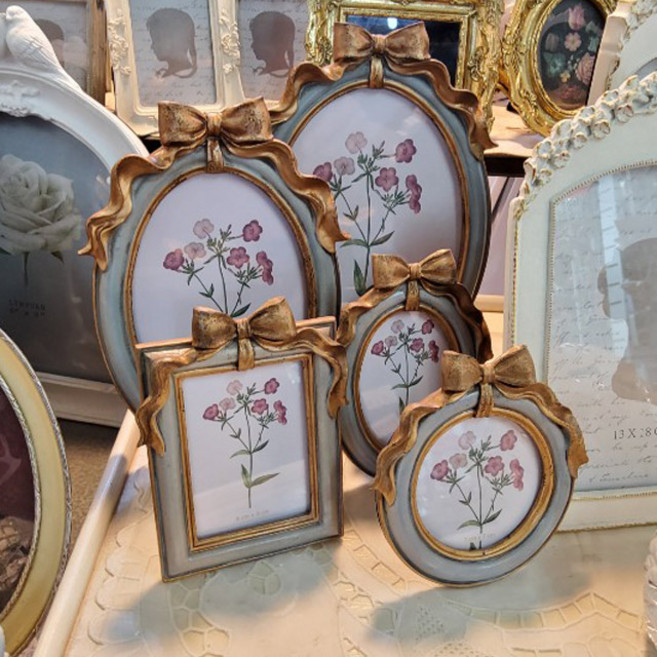 엔틱 쁘띠 골드리본 그레이 액자 포토 프레임 장식 인테리어 소품 아이디어 상품