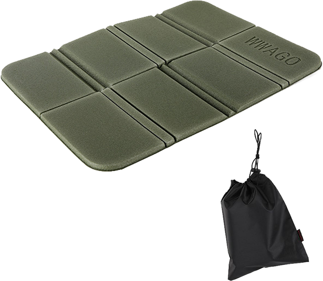WWAGO 인포켓 사이즈 멀티 휴대용방석 + 파우치 세트, 카키