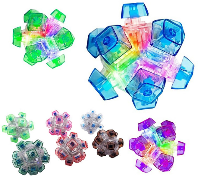 토이즈데이 크리스탈 LED 불빛 12구 딸깍이볼 기계식 키보드 스위치 피젯토이 스트레스 해소, 1개, 랜덤