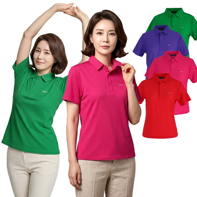 모렉스 여성 여름 카라 반팔 티셔츠 쿨링 데일리 골프웨어 캐주얼 상의 454