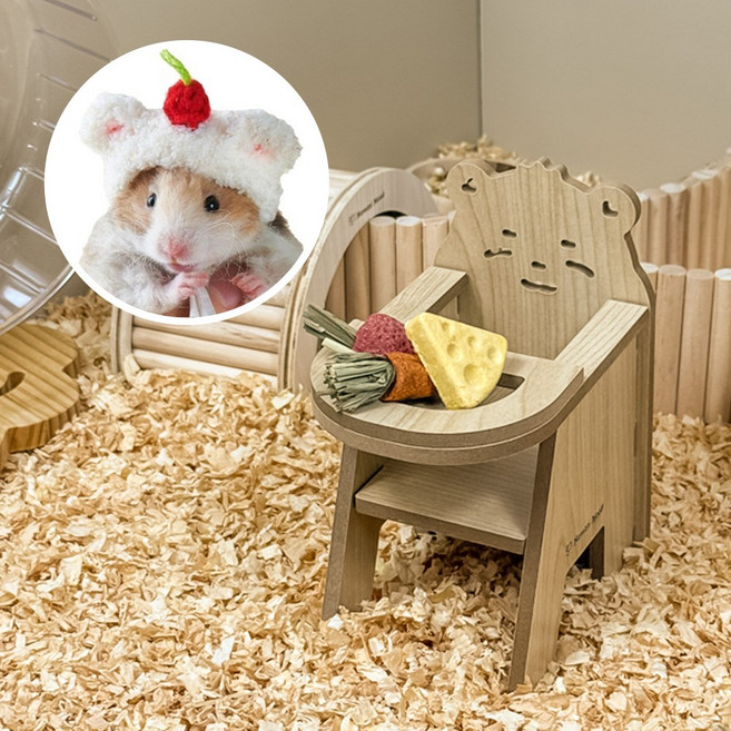 햄찌무드 햄스터 식탁의자 + 모자, 대형 + 모자, 1개