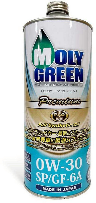 MOLY GREEN Premium SP/GF-6A 全合成引擎機油 適用於節能車與油電車, 0w30, 1個, 1L