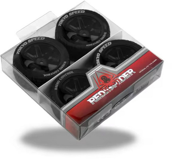 고무 타이어 휠 업그레이드 부품 Tamiya TT01 TT01E TT02 TT02B TA06 XV01 XV02 PTG 2 1/10 RC 레이싱 카용 12mm 육각 65mm 4, Black, 1개